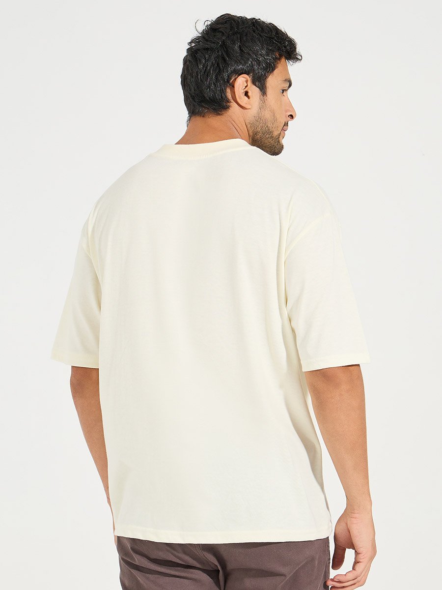 Cotton Rich Chest Printed Oversized Athleisure T-Shirt