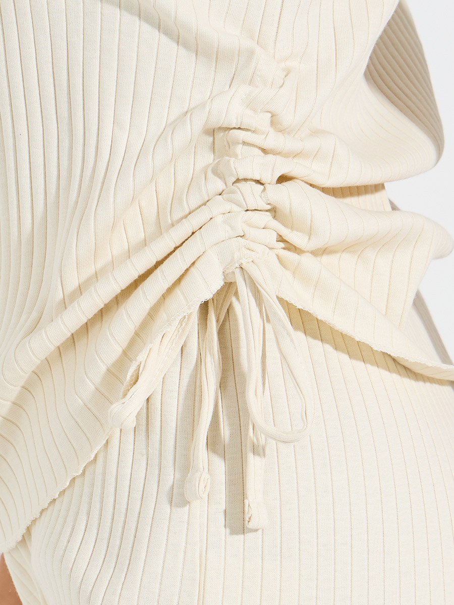 Wide Rib Ruched T-Shirt and Joggers Co-Ords