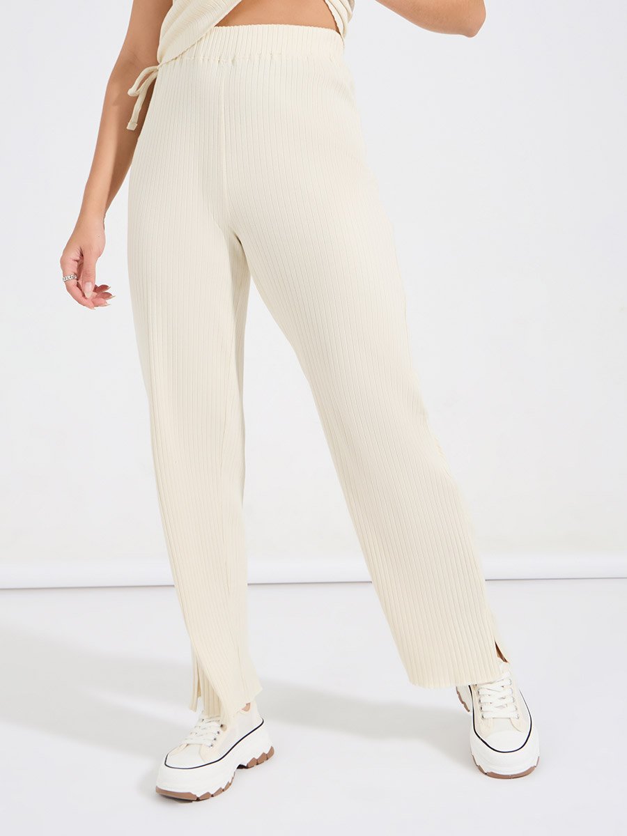 Wide Rib Ruched T-Shirt and Joggers Co-Ords
