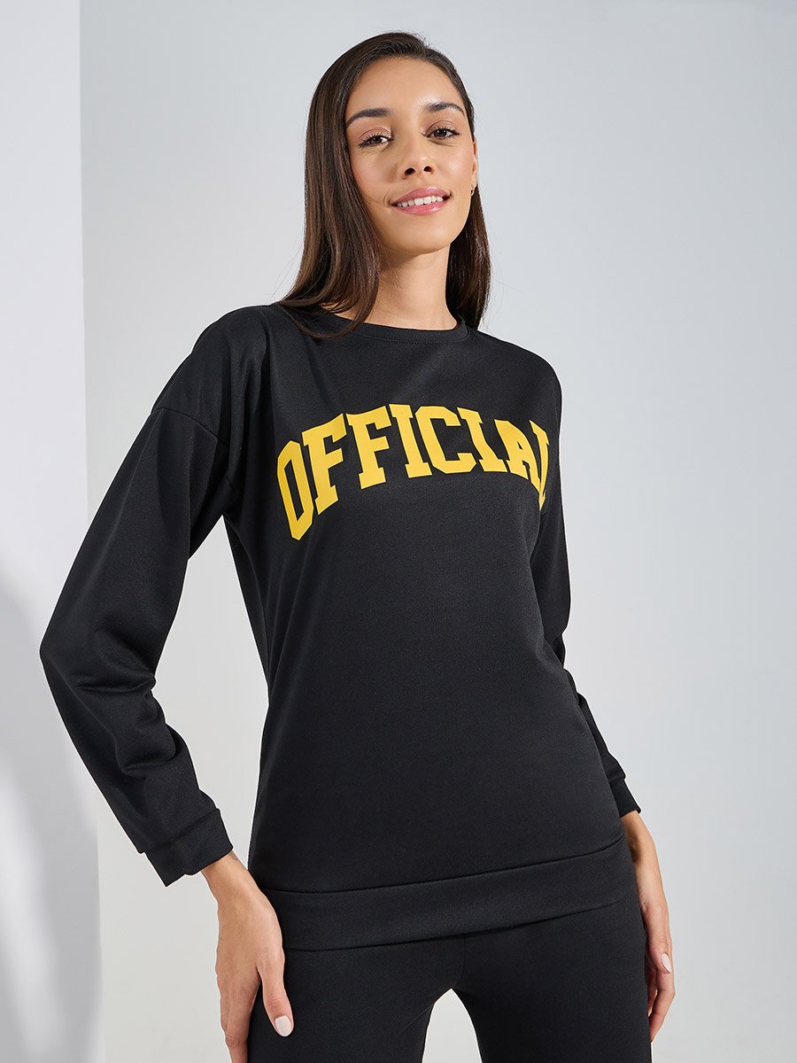 Official Slogan Long Sleeves Top and Joggers Lounge Set