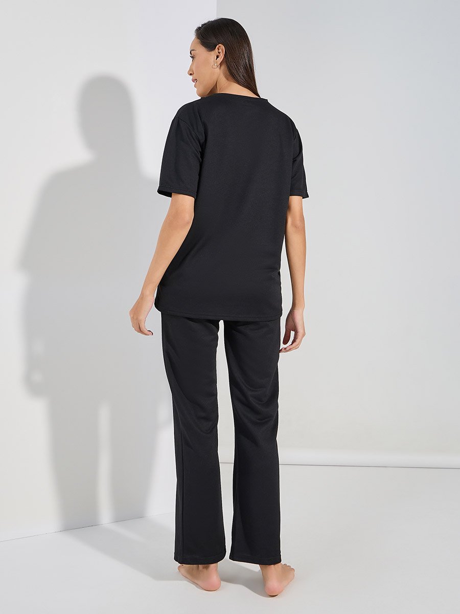 Patch Detail T-Shirt and Trousers Lounge Set
