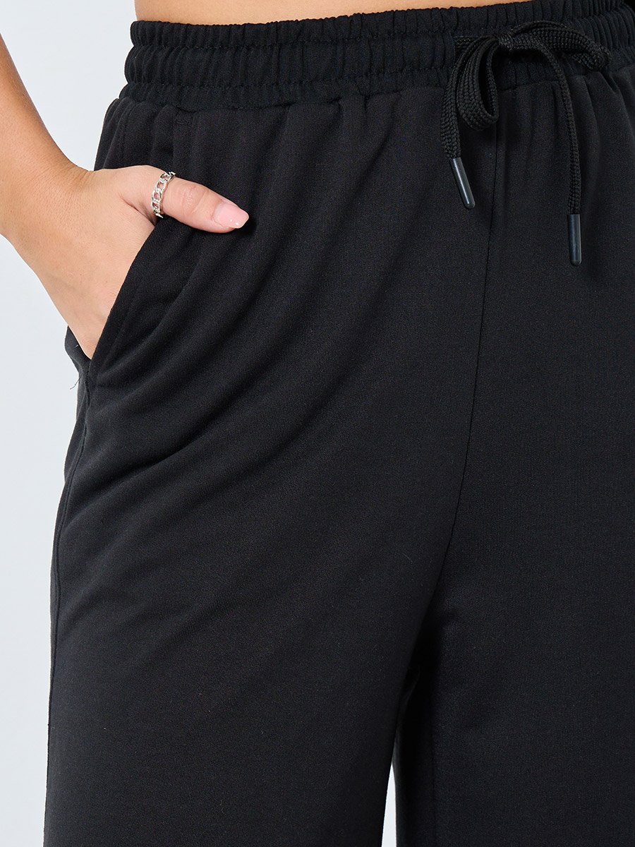Solid Wide Leg Joggers with Drawstring