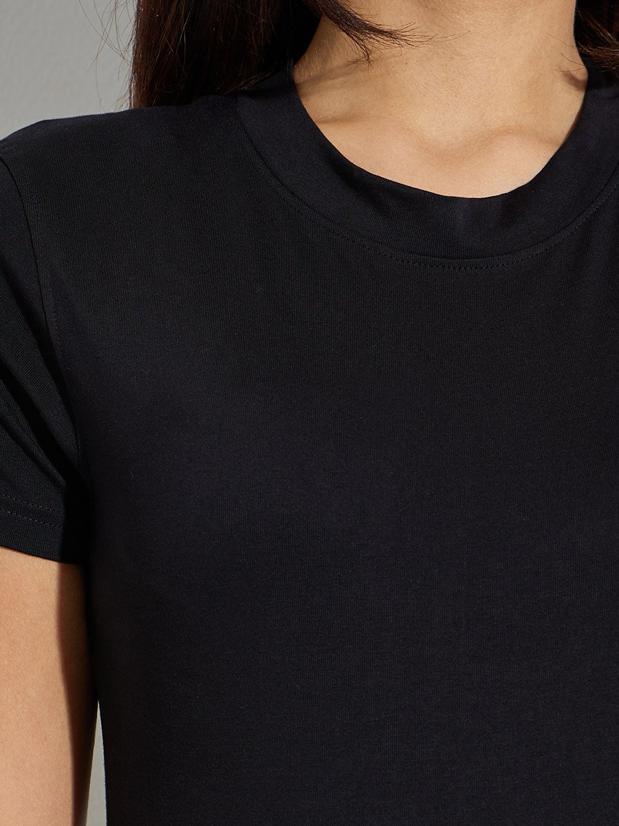 Pack of 2 - Cotton Stretch Fitted High Neck T-Shirt