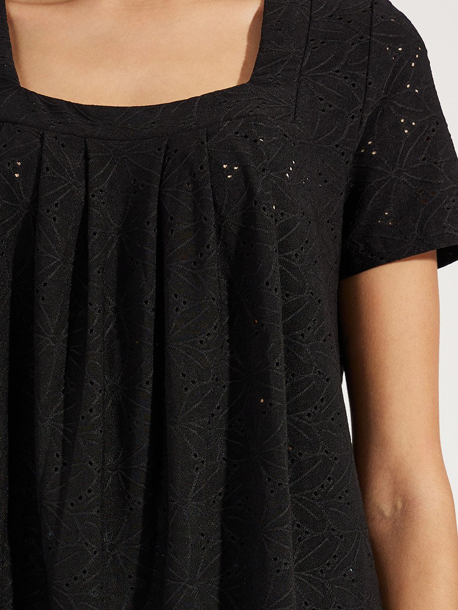 Square Neck Schiffli Textured Top For Women at UAE | Styli