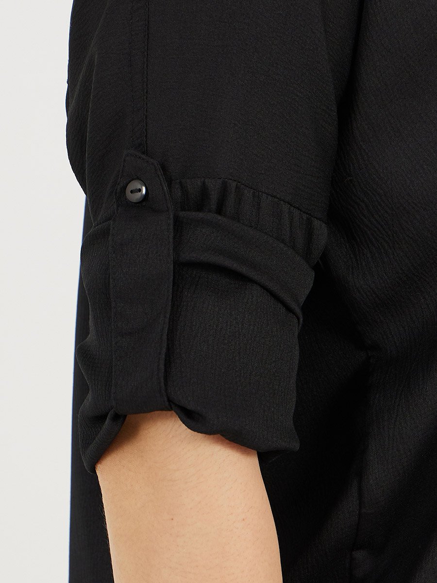 Black Oversized Creased Longline Shirt
