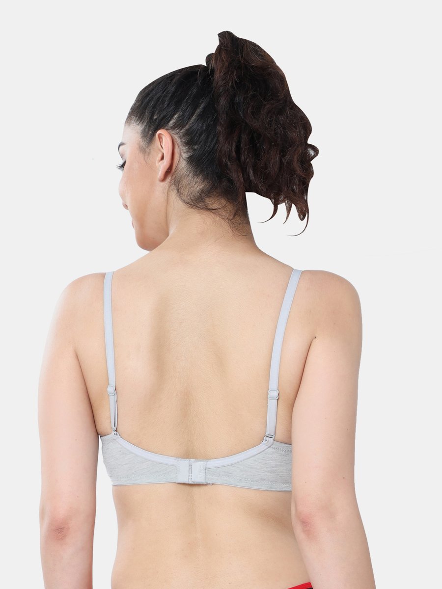 Padded Plunge Cotton Lace Insert Bra