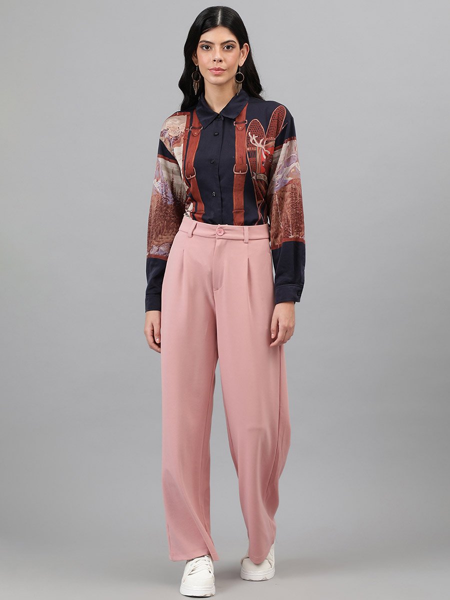 Solid Regular Fit Trousers with Pockets