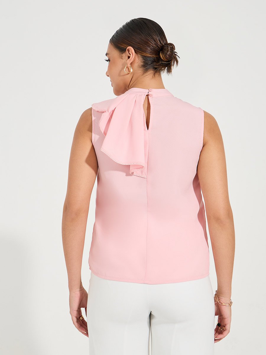 Regular Fit Sleeveless Ruffle Detail Top