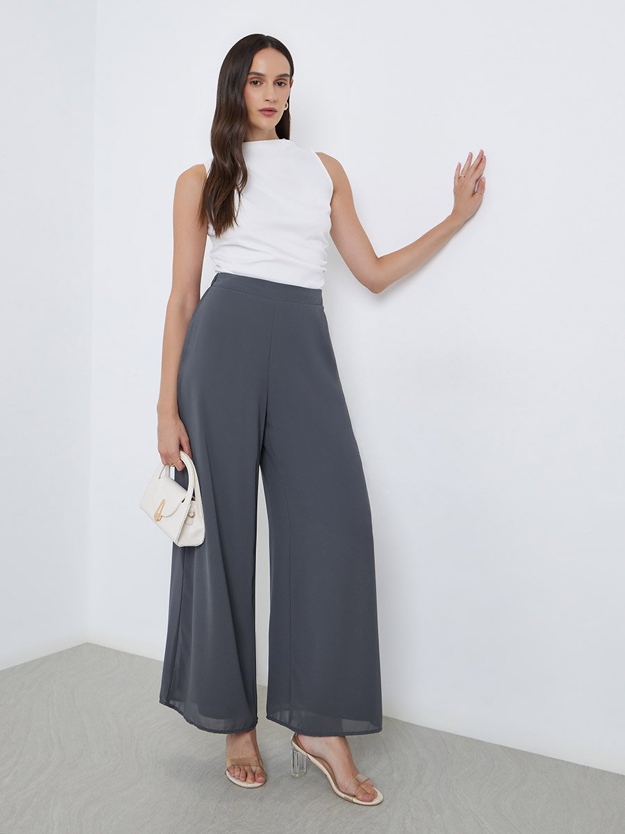 Charcoal Wide Leg Trousers