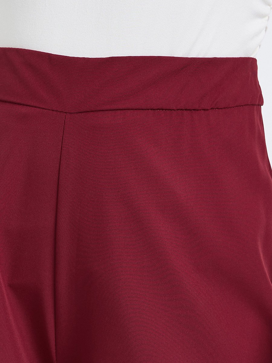 Burgundy Wide Leg Trousers
