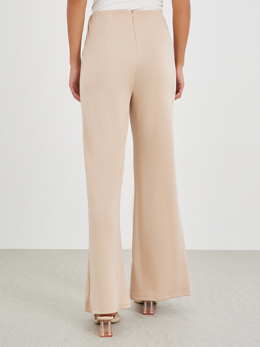 High Rise Wide Leg Pants with Pintuck Detail