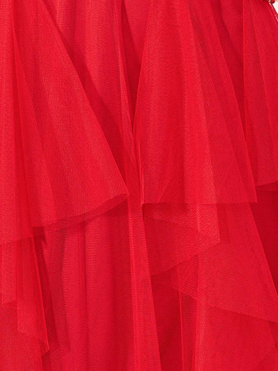 Mesh Insert Layered A-Line Maxi Dress