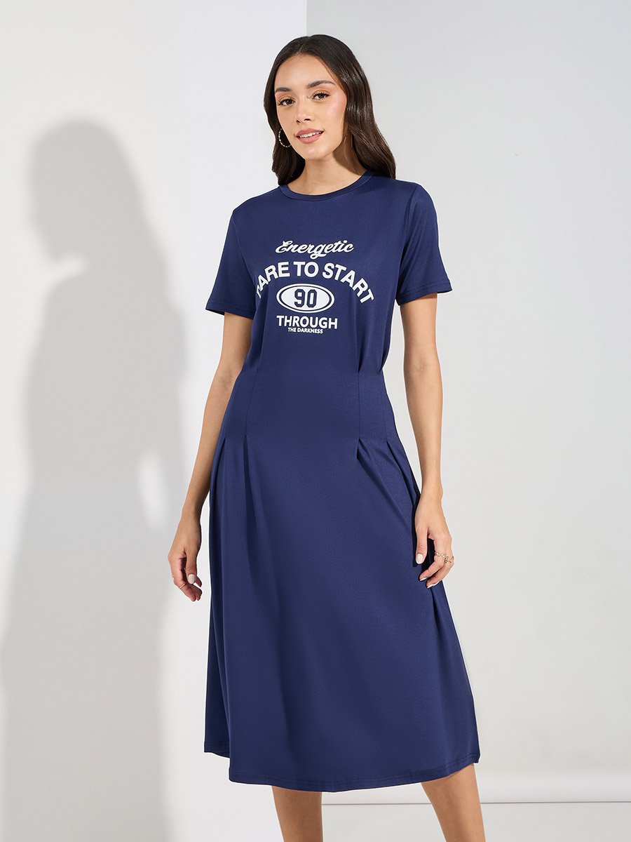 slim fit dress slacks Lexi Short Sleeve Fit & Flare Midi Dress – Marine Layer main image 1