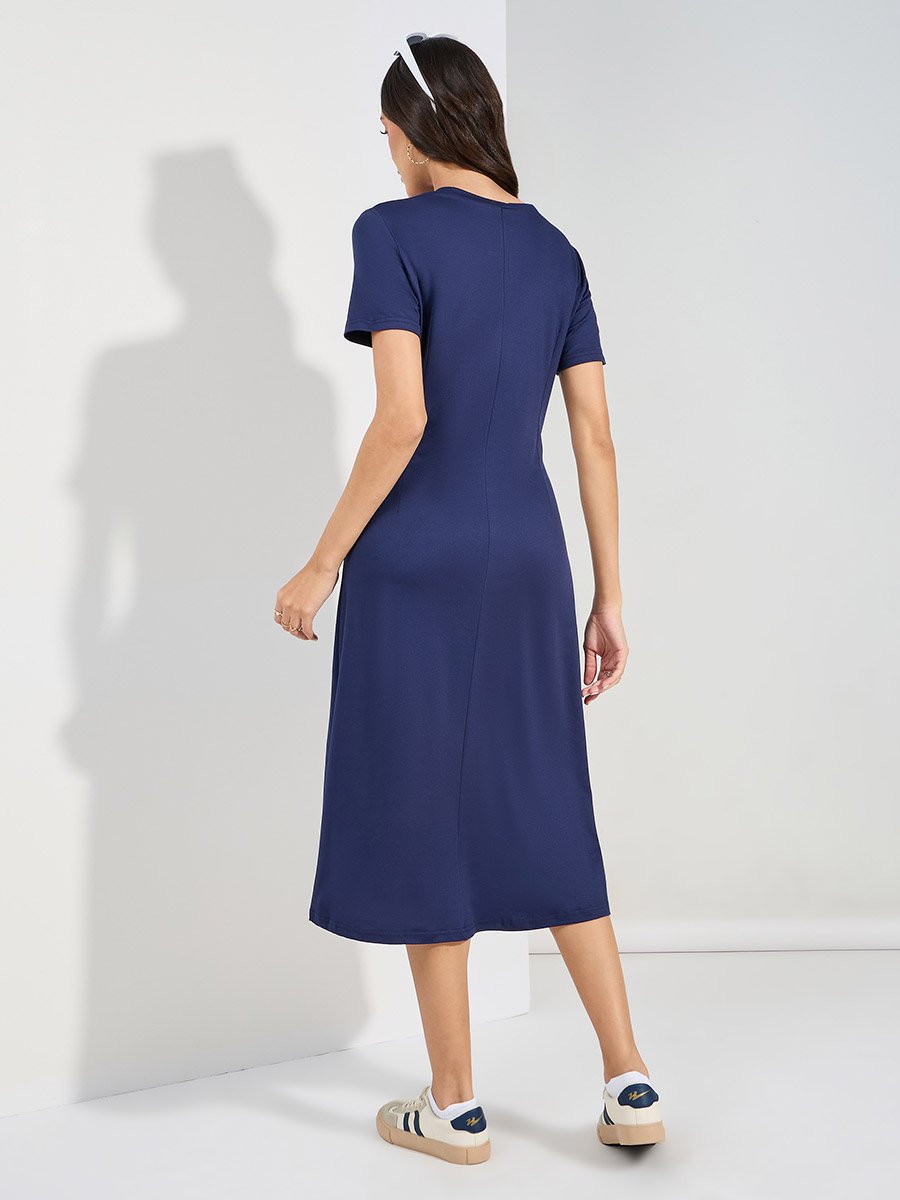 slim fit dress slacks Easy T-Shirt Midi Dress - Black - Women's Dresss main image 1