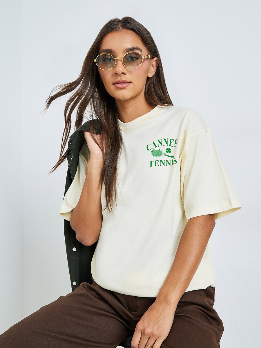 Oversized Cannes Graphic 100% Cotton T-Shirt