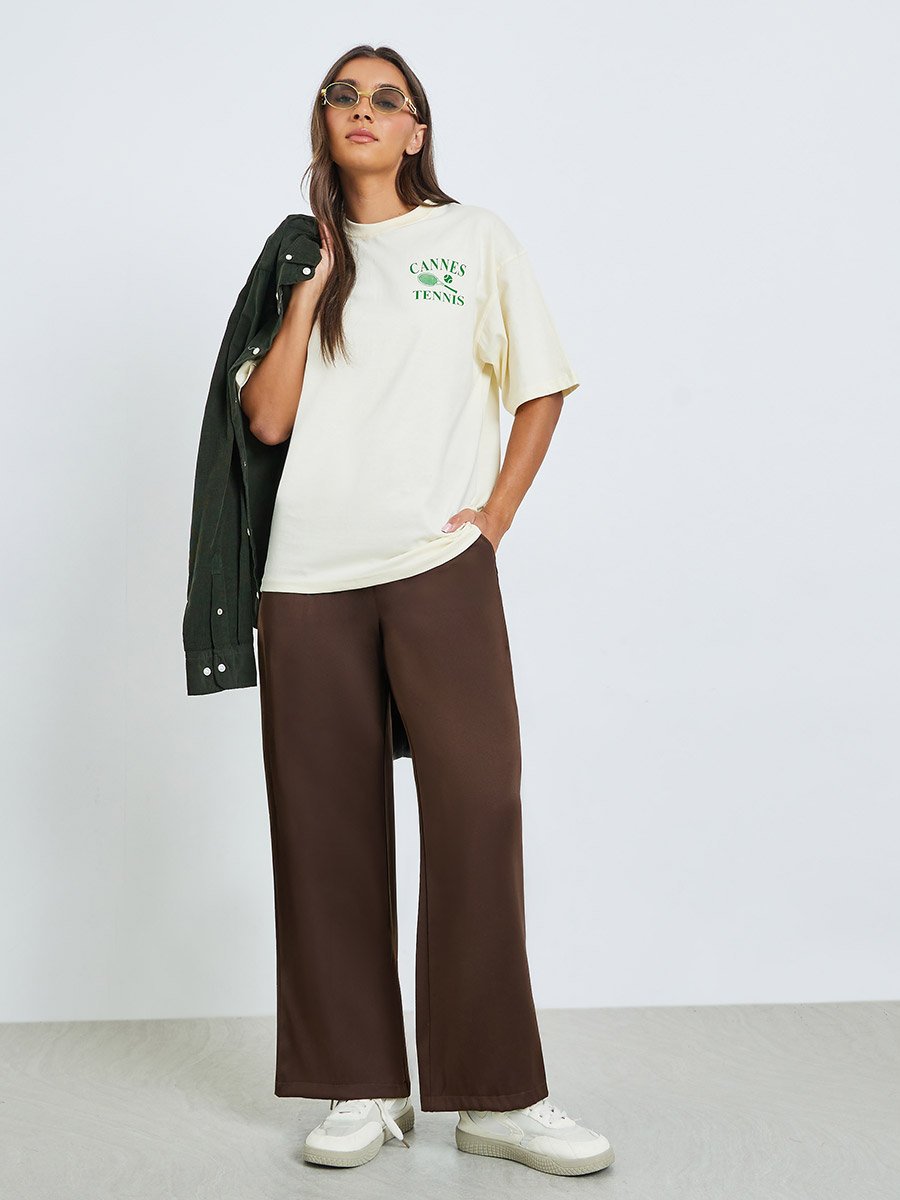 Oversized Cannes Graphic 100% Cotton T-Shirt