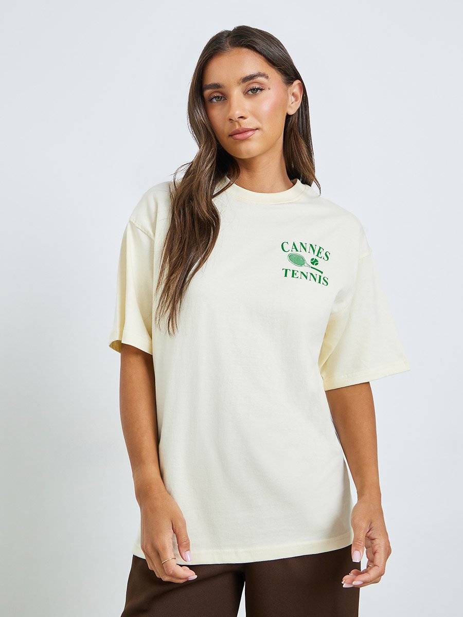 Oversized Cannes Graphic 100% Cotton T-Shirt