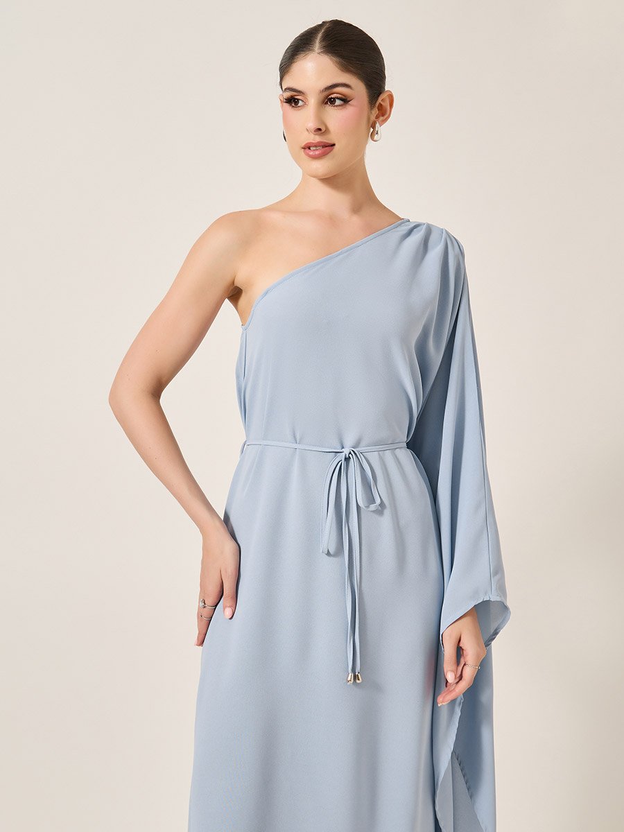 Solid One Shoulder A-Line Maxi Dress For Women at Saudi | Styli Solid One Shoulder A-Line Maxi Dress For Women at Saudi | Styli