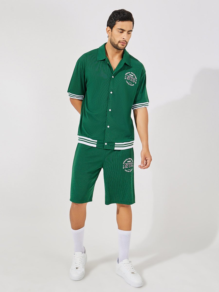Premium Waffle Knit Oversized Shirt with Snap Button