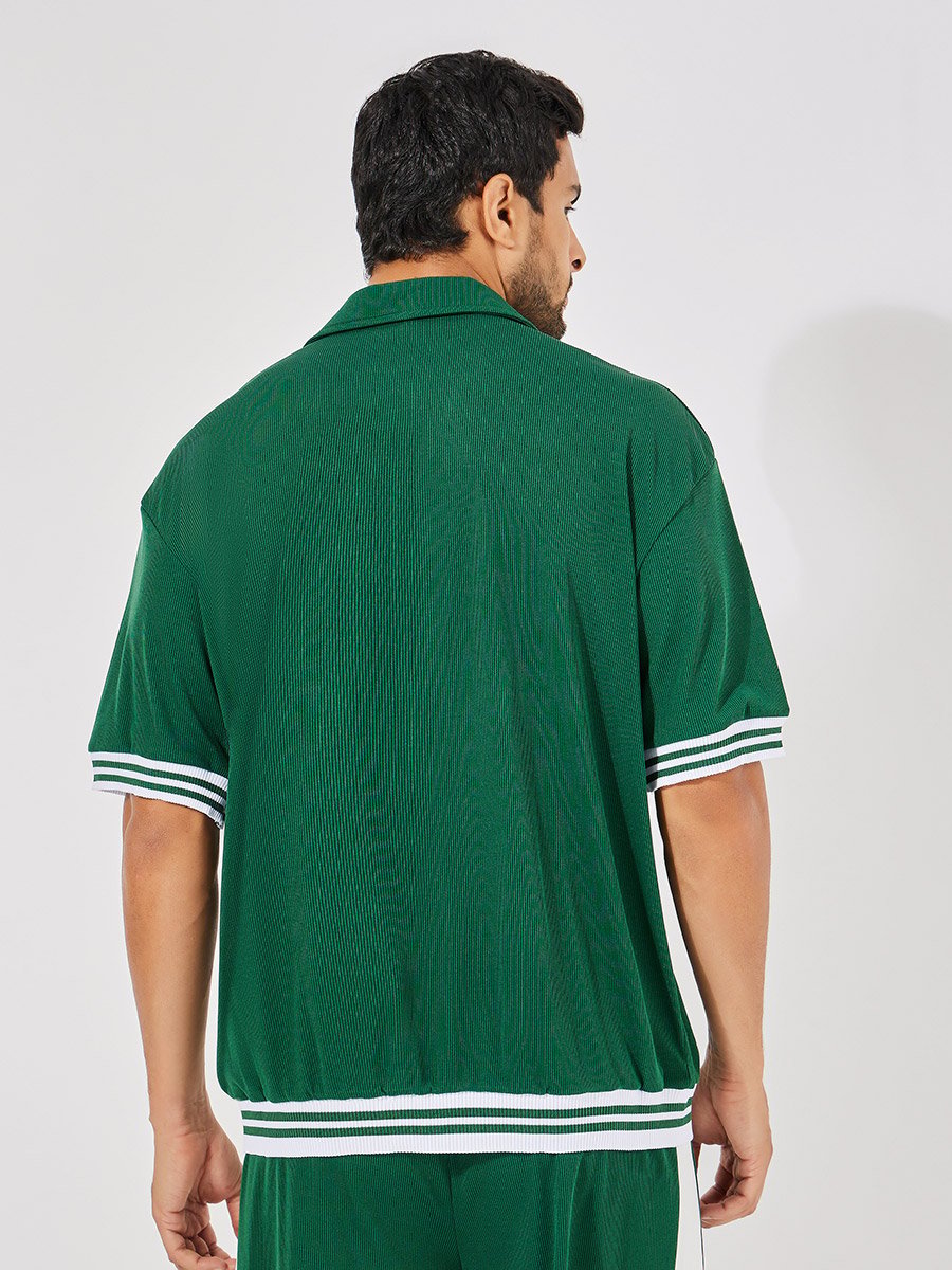 Premium Waffle Knit Oversized Shirt with Snap Button