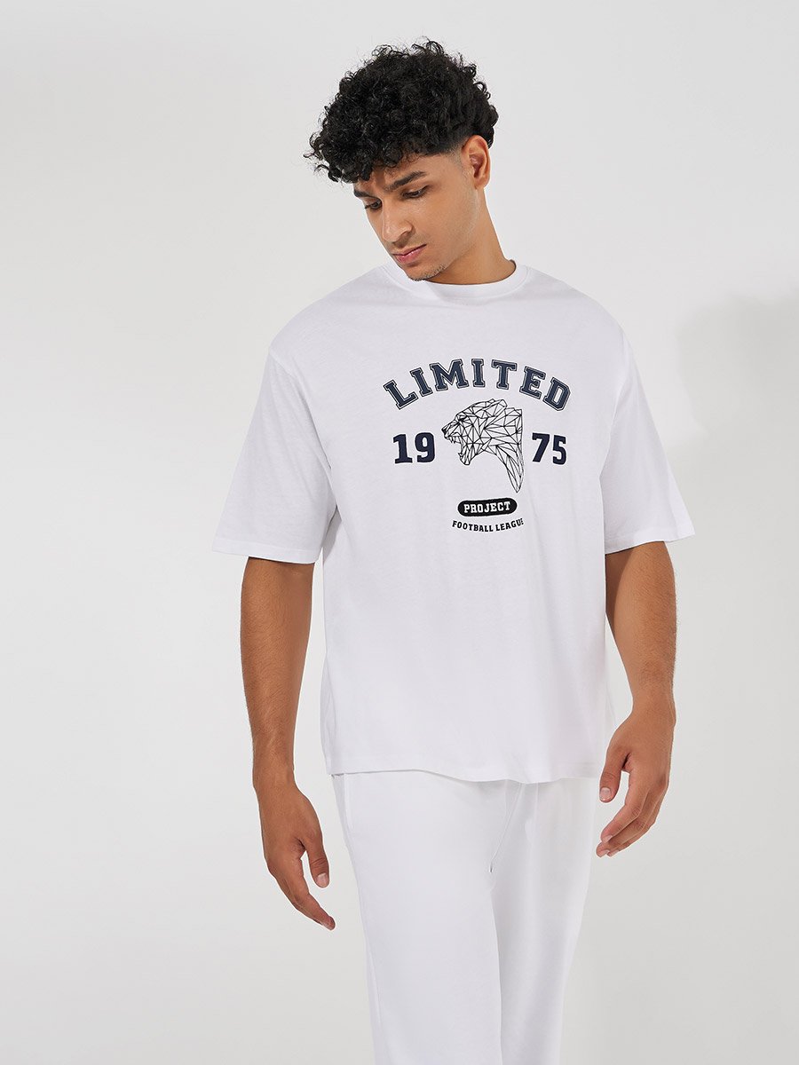 Premium Varsity Print Heavy Jersey Oversized T-Shirt and Joggers Co-Ords