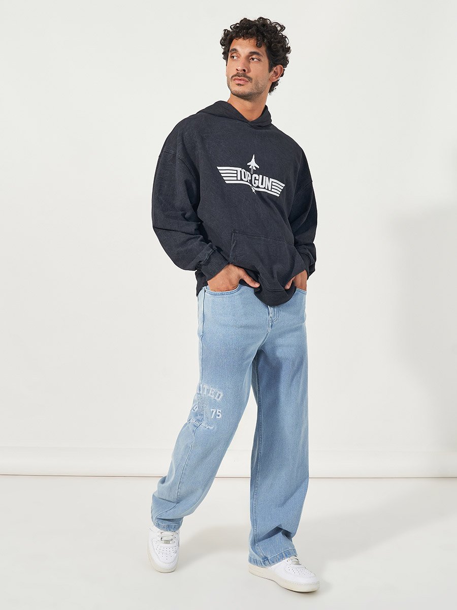 Premium Wide Leg Jeans with Embroidery Detailing