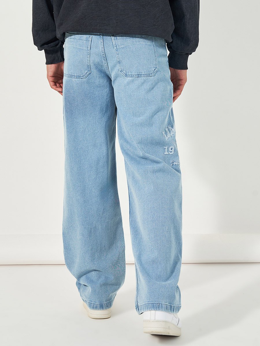 Premium Wide Leg Jeans with Embroidery Detailing