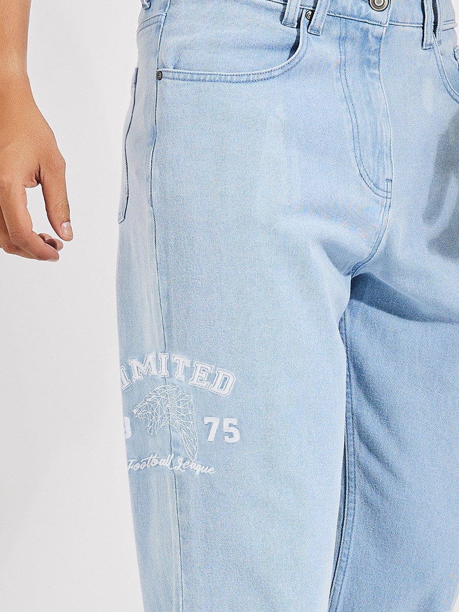 Premium Wide Leg Jeans with Embroidery Detailing