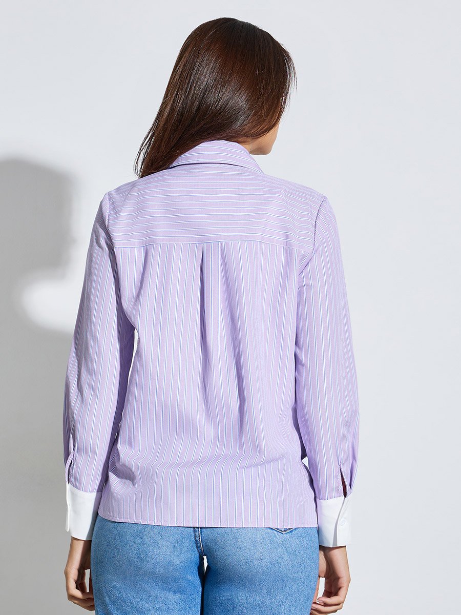Purple Textured Long Sleeve Shirt
