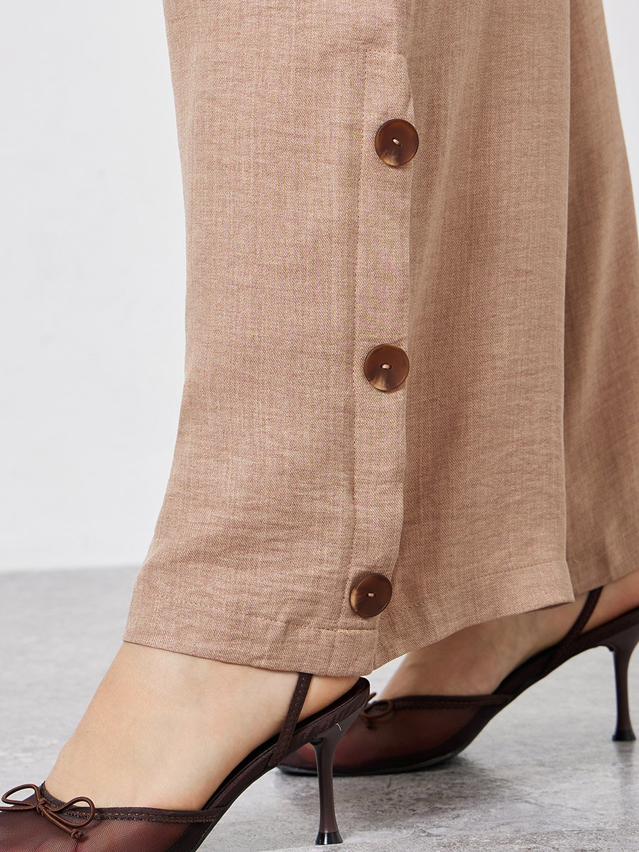 Brown Oversized Top and Wide Leg Pants Modest Set