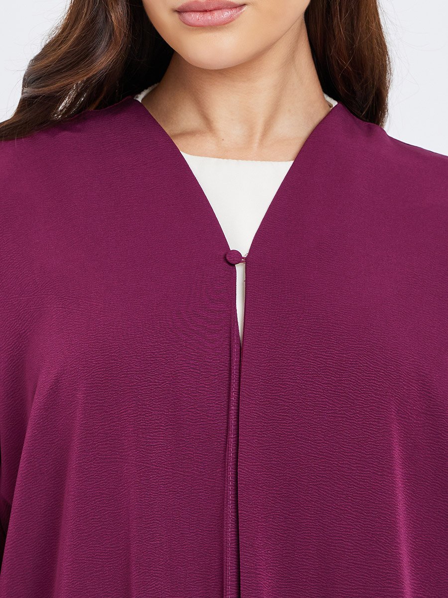 Textured Abaya with Button Loop Closure For Women at UAE | Styli