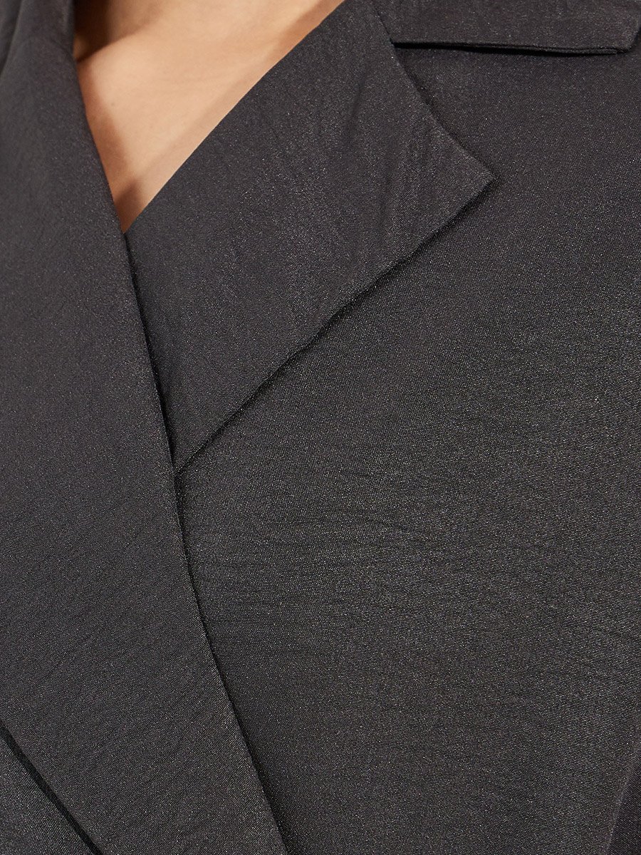 Notch Lapel Wrap Abaya with Tie Waist