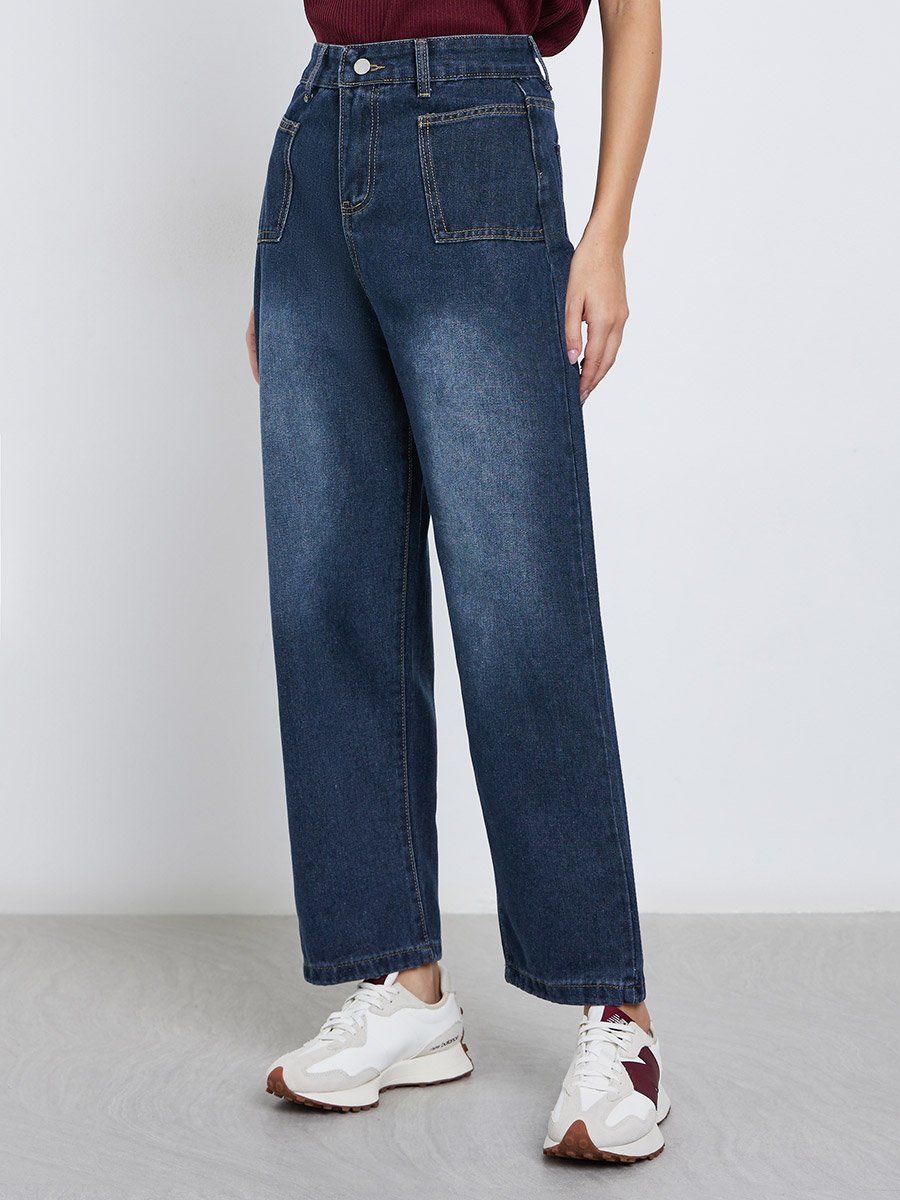 Double Patch Pocket Detail Mom Jeans