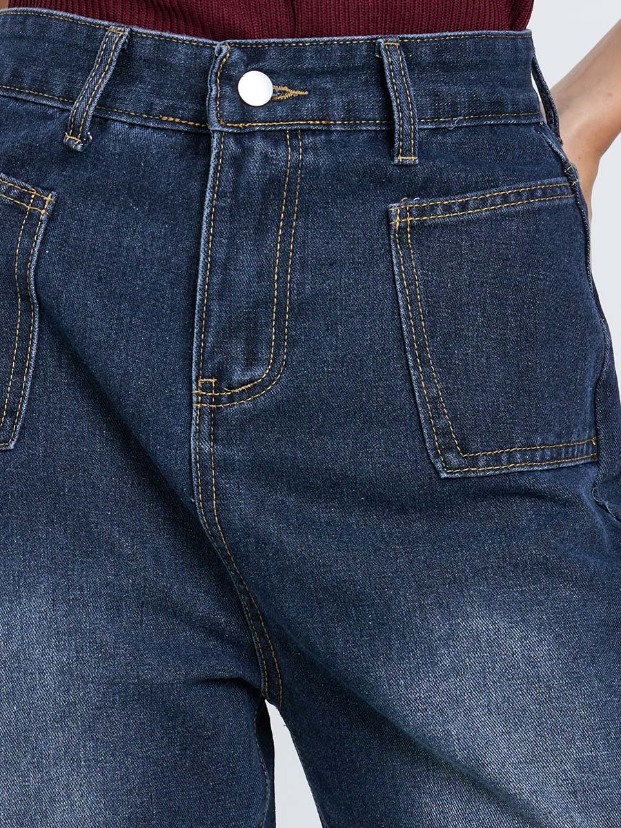 Double Patch Pocket Detail Mom Jeans