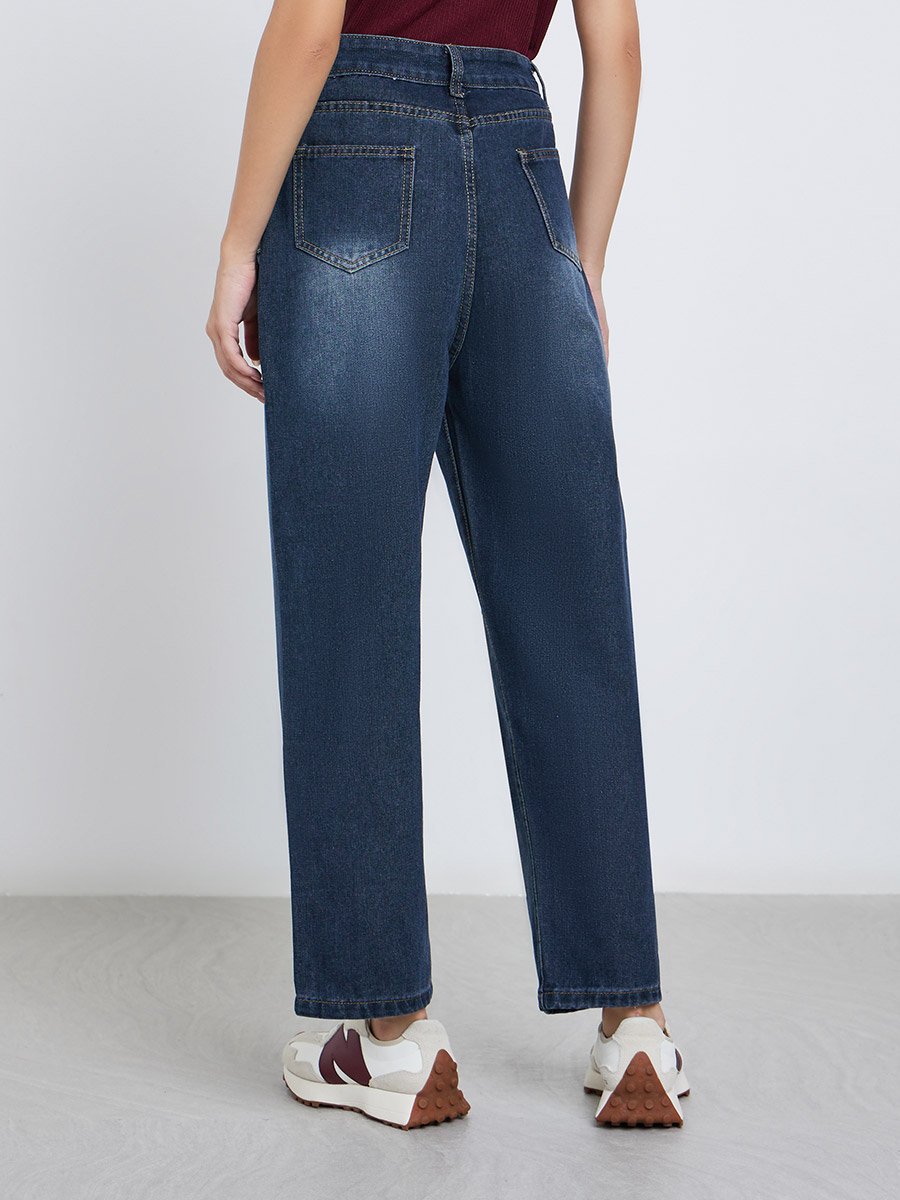 Double Patch Pocket Detail Mom Jeans