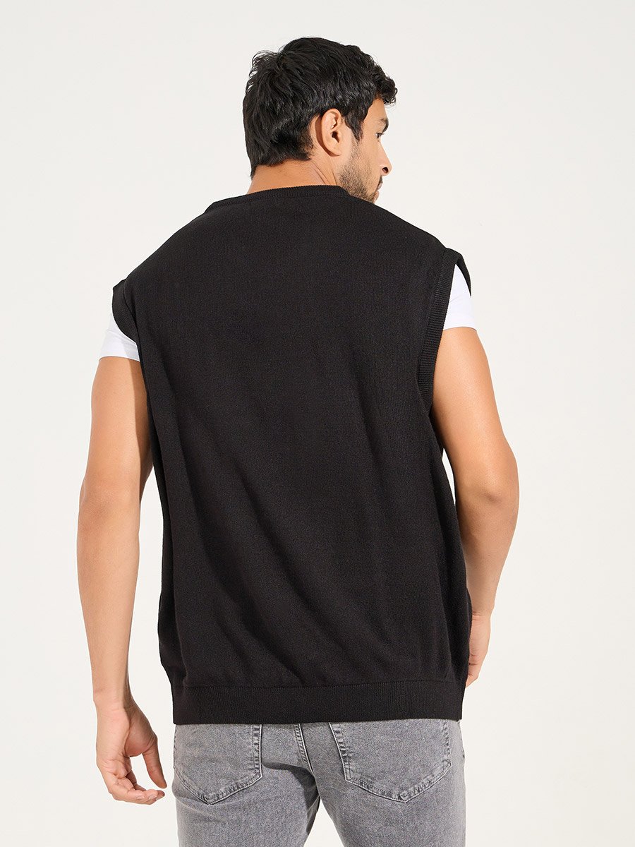 Relaxed Fit V Neck Sweater Vest