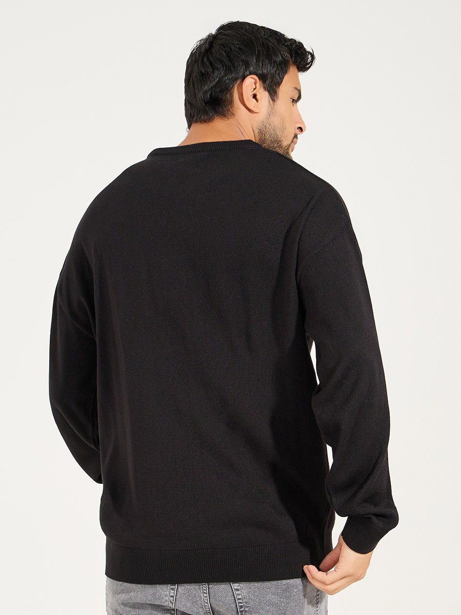 Relaxed Fit Crew Neck Sweater with Dropped Shoulder