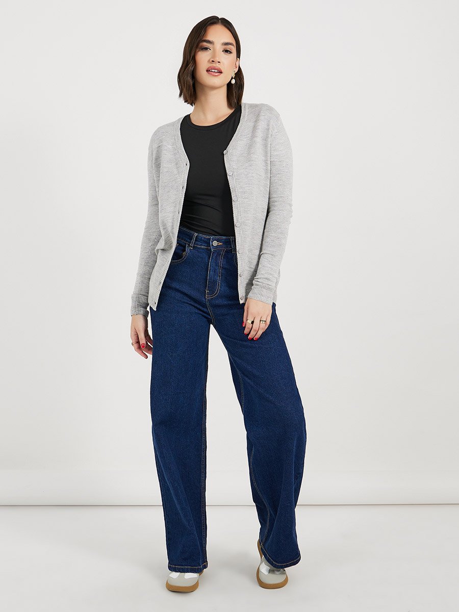 Regular Fit Button Placket Knit Cardigan