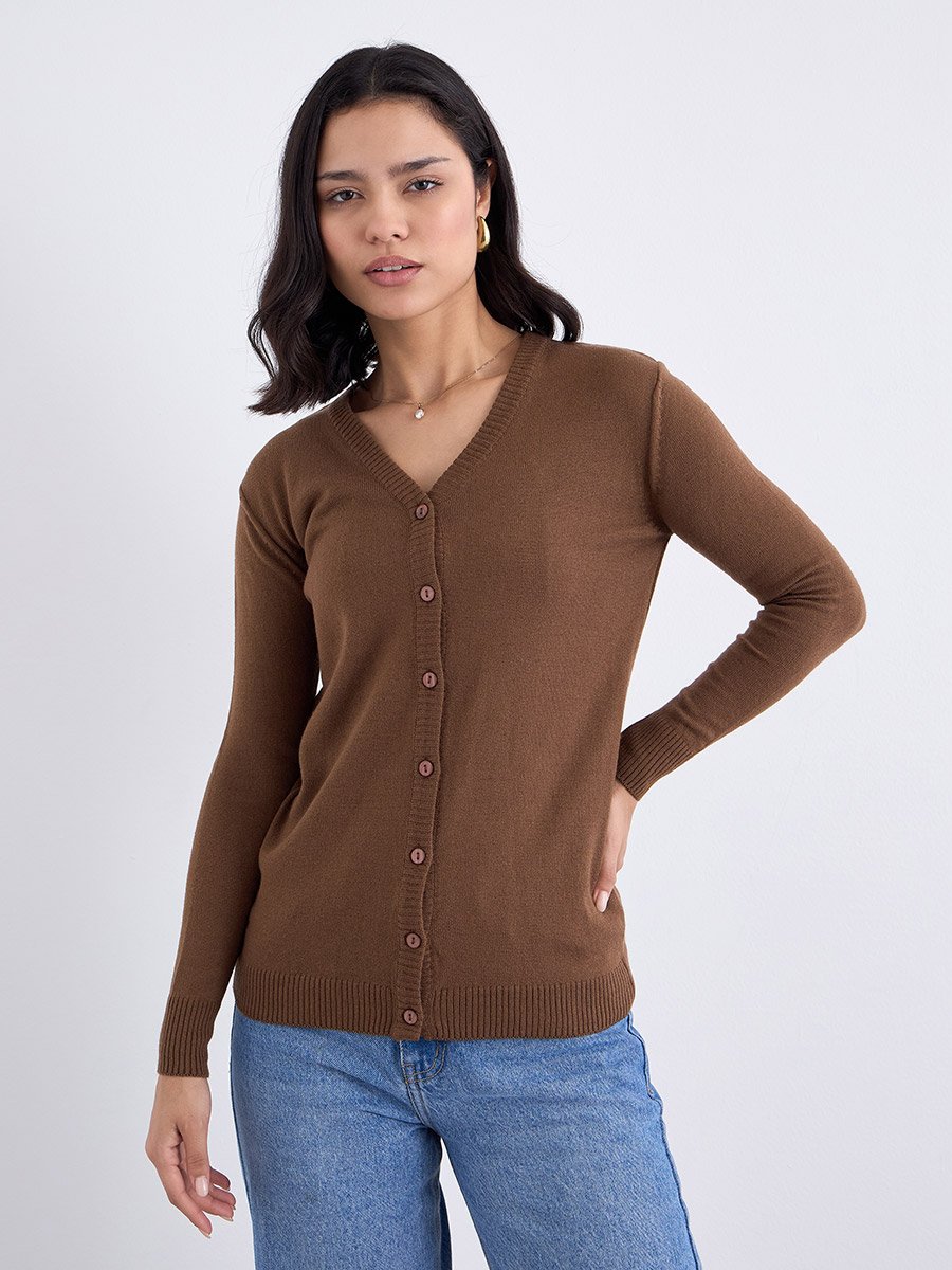 Regular Fit Button Placket Knit Cardigan