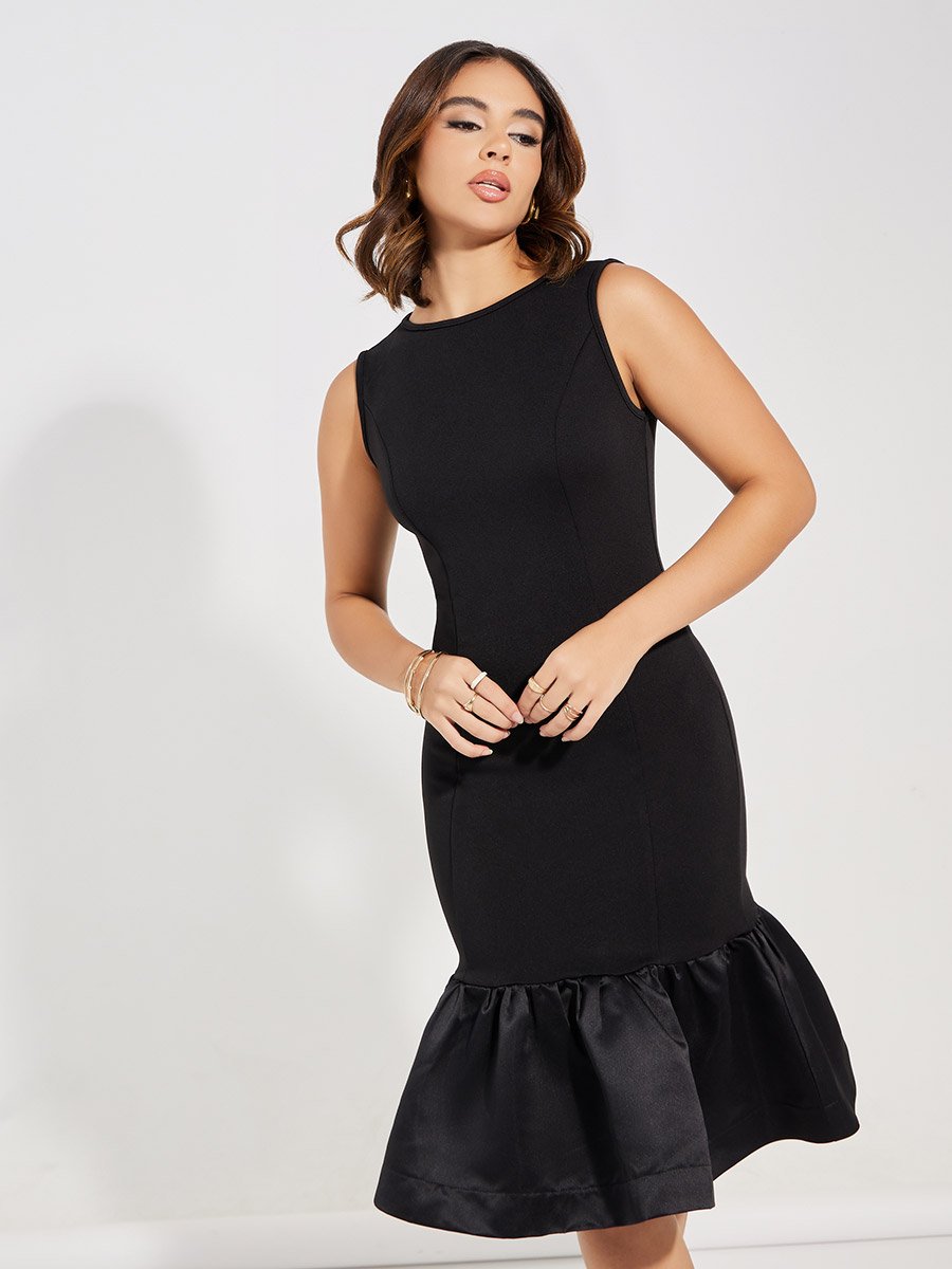 chinese dress ladies Sheath Knee Length Off the Shoulder Mermaid Bridesmaid Dress with Ruff –  cherishgirls main image 0