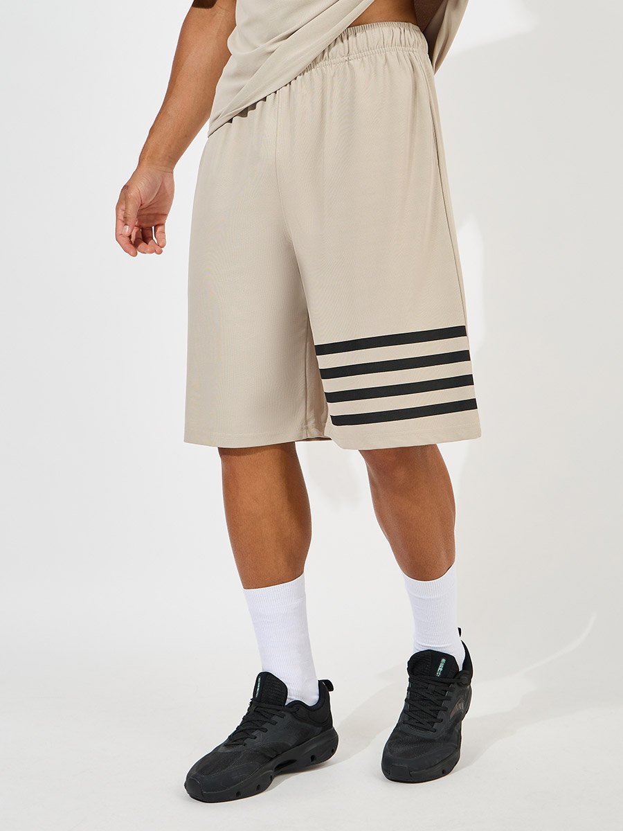 Oversized Stretch Pique Knit T-Shirt and Striped Shorts Set