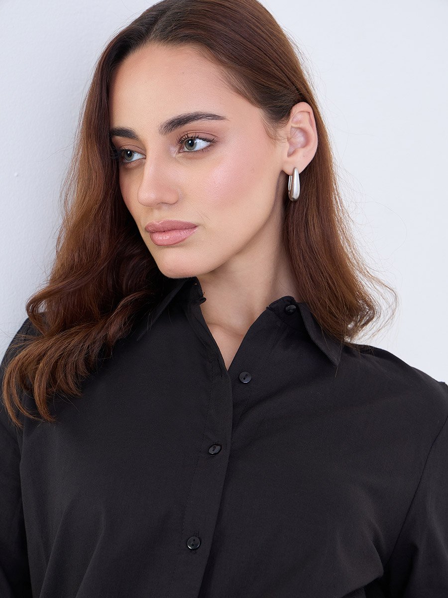 Schiffli Detail Shirt with Inner Cami