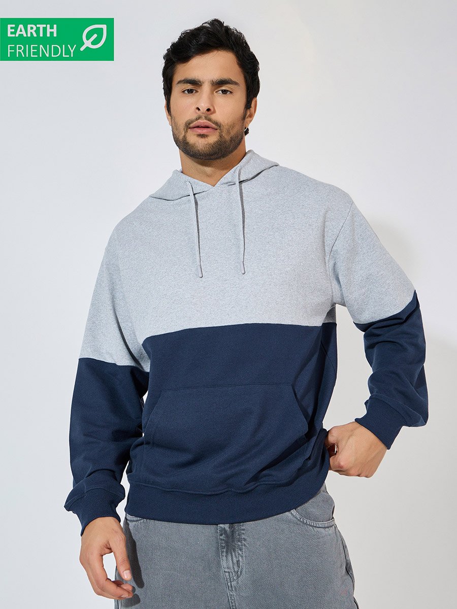 Eco Earth Relaxed Fit Color Block Terry Hoodie