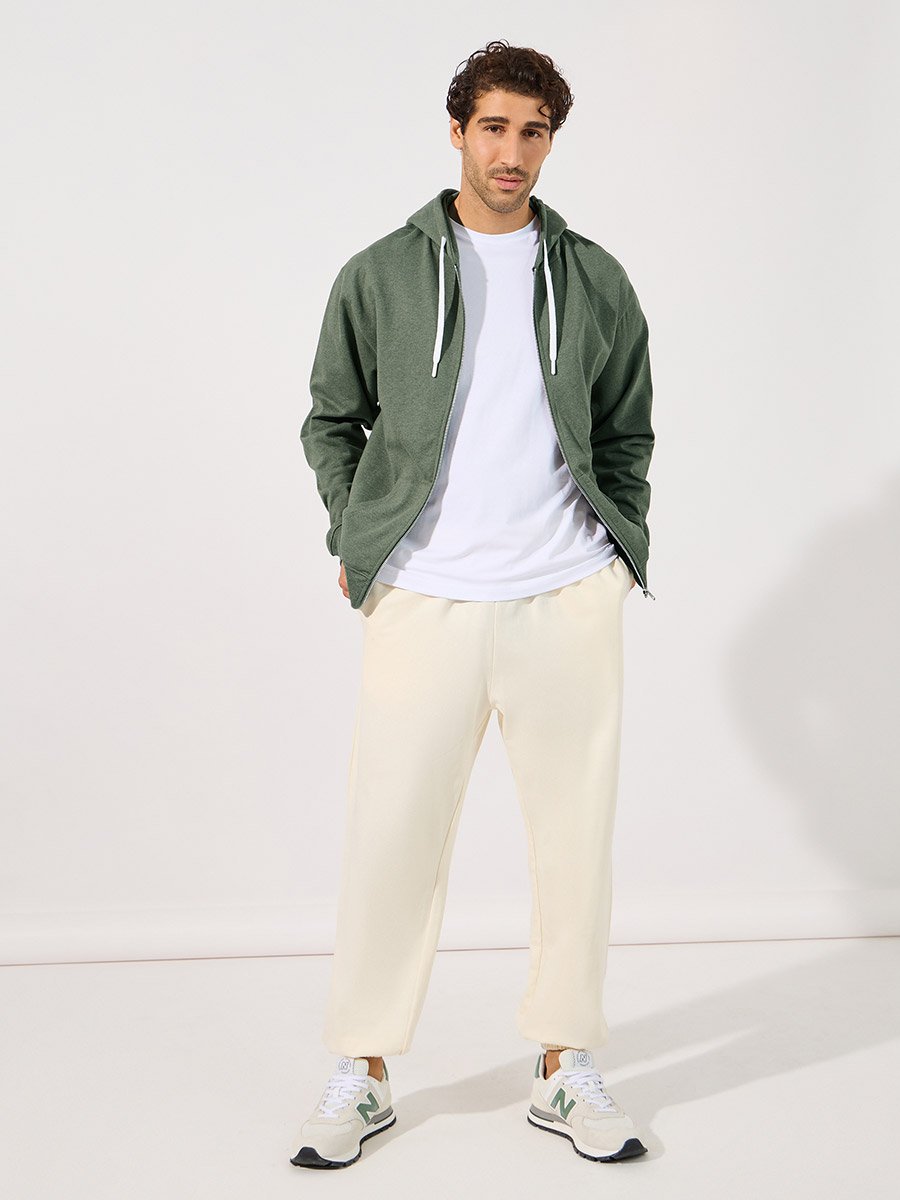 Men Olive Eco-Earth Relaxed Fleece Hoodie