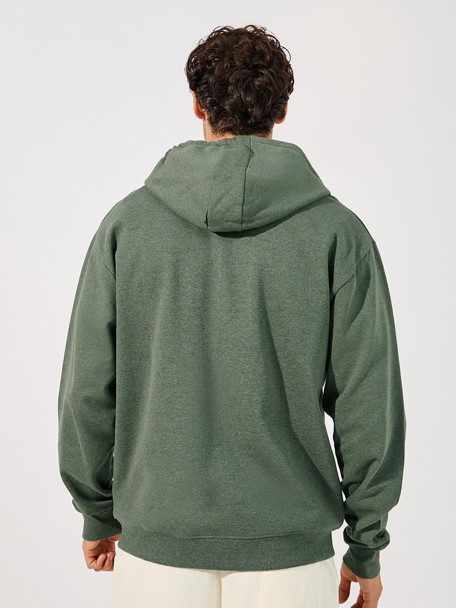 Men Olive Eco-Earth Relaxed Fleece Hoodie