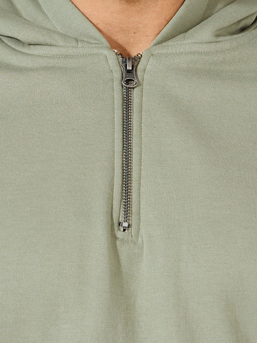 Quarter Zip Relaxed Fit Fleece Hoodie