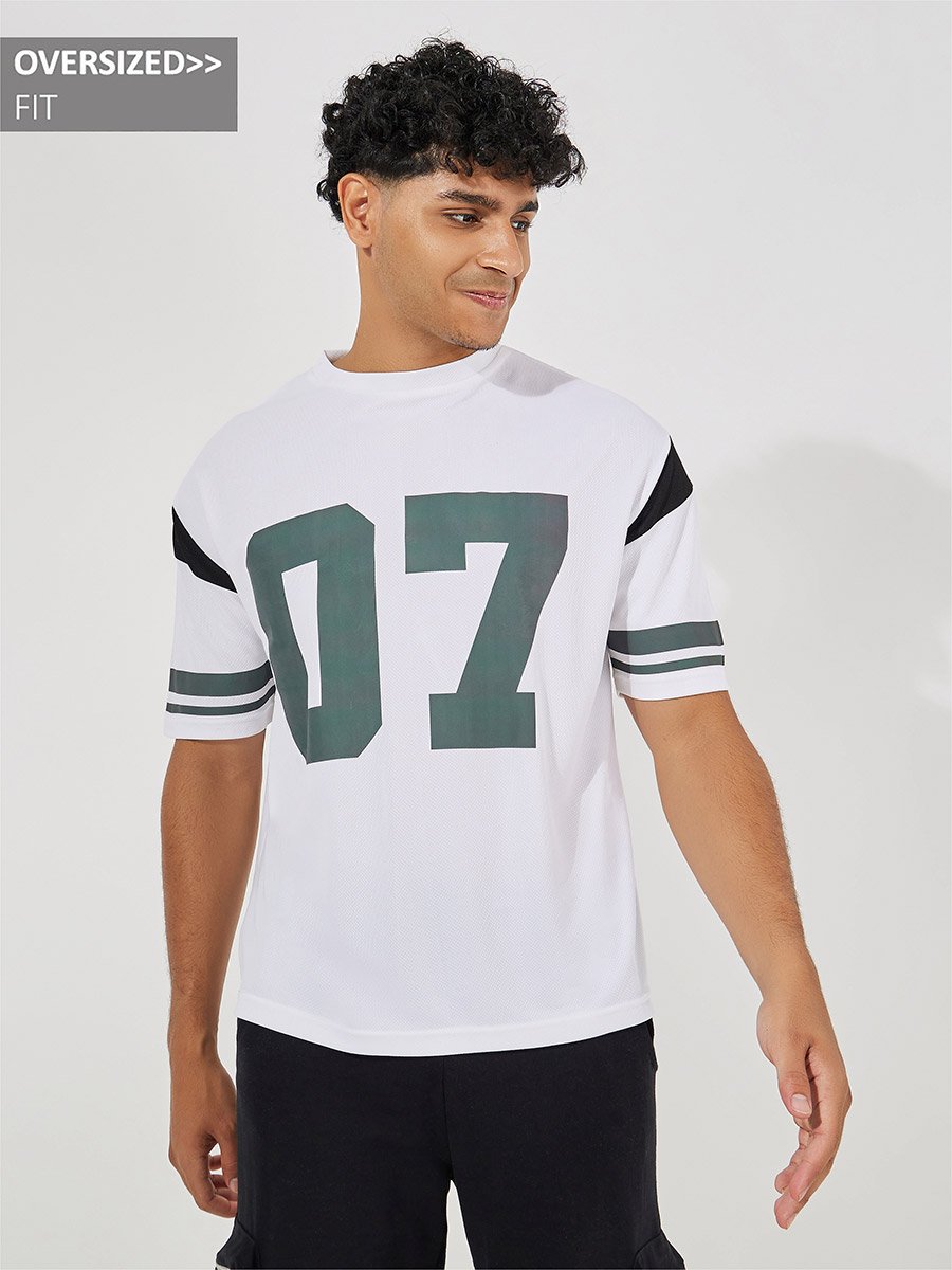 Oversized Varsity Print Crew Neck T-Shirt