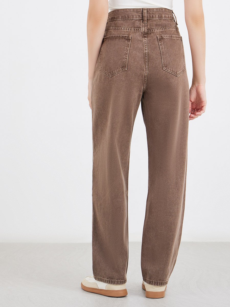 High Rise Washed Mom Fit Jeans