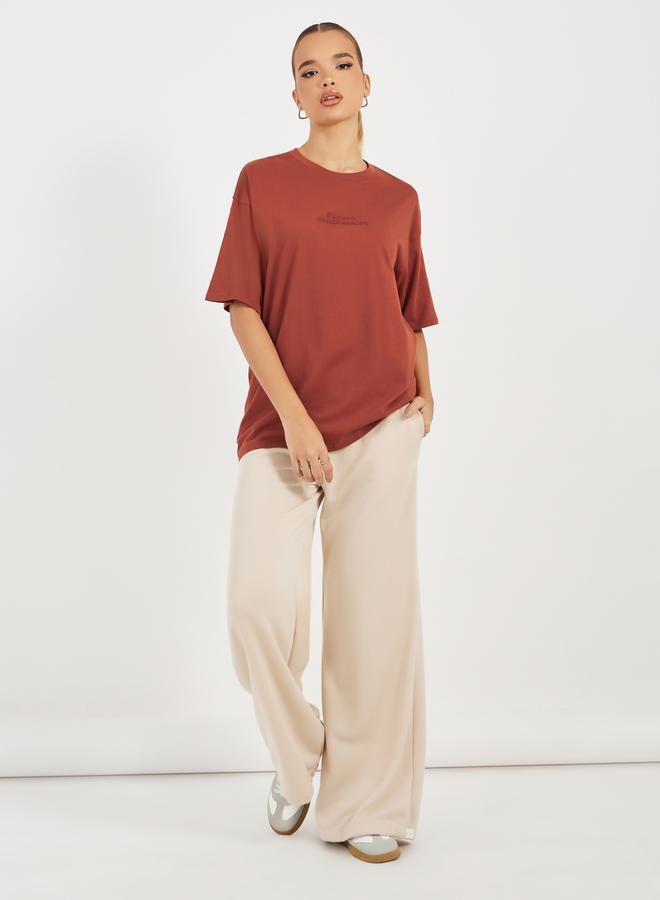 Oversized Embroidered Slogan T-Shirt