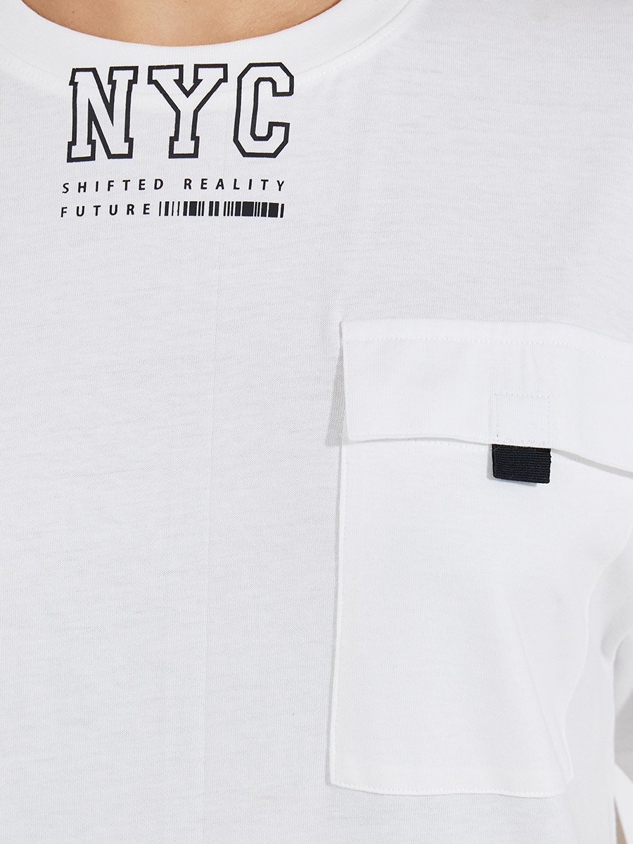 Cotton Jersey Printed T-Shirt with Pocket Detail